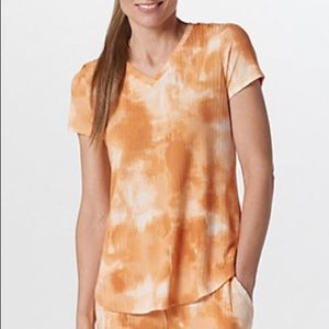 CuddlDuds Ochre Short Sleeve Top Wide Rib 2X